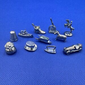 Vintage Monopoly Game Tokens Set of 11 Silver Metal Replacement Pieces Movers